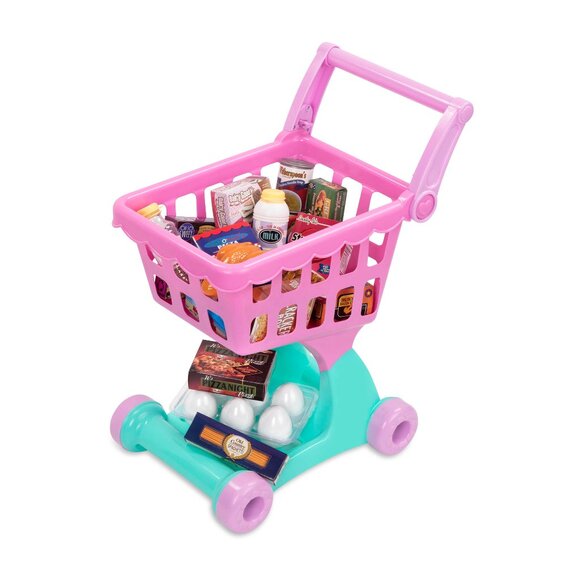 Toy Pink & Blue Grocery Cart - Picture 1 of 9